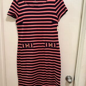 Talbots Pink and Black Striped Mini Dress